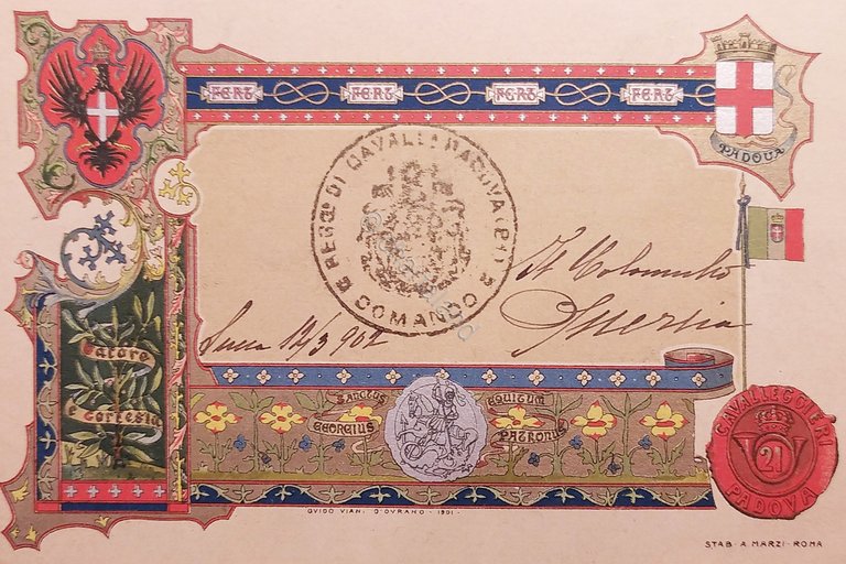 Cartolina - Militaria - 21^ Cavalleggeri di Padova - 1902