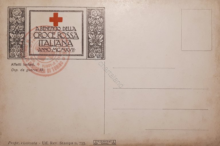 Cartolina - Militaria WWI - Croce Rossa Italiana - Affetti …