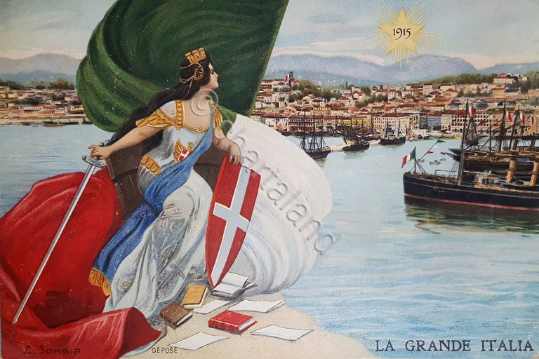 Cartolina - Militaria WWI - La Grande Italia - Illustr. …