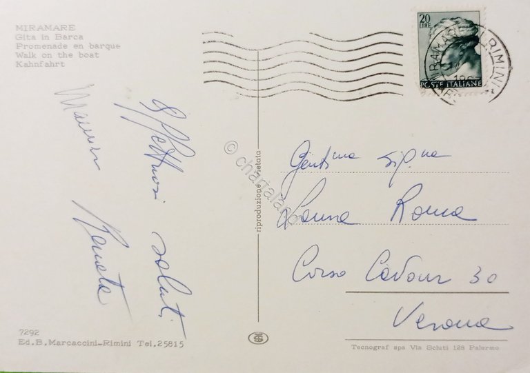 Cartolina - Miramare - Gita in Barca - 1967