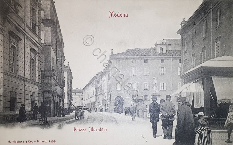 Cartolina - Modena - Piazza Muratori - 1900 ca.