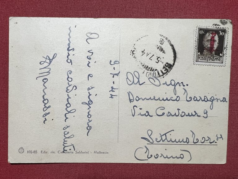 Cartolina - Moltrasio ( Lago di Como ) - 1944