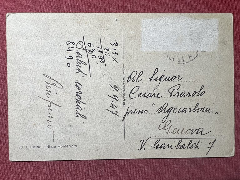 Cartolina - Mombaruzzo ( Asti ) - Panorama - 1947