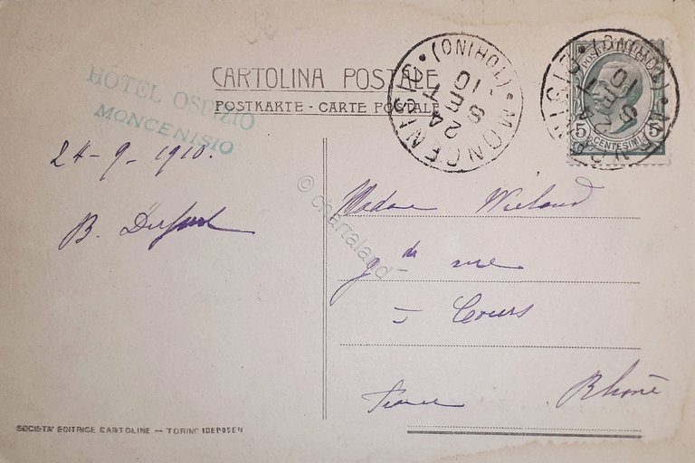 Cartolina - Moncenisio - L'Ospizio - 1910