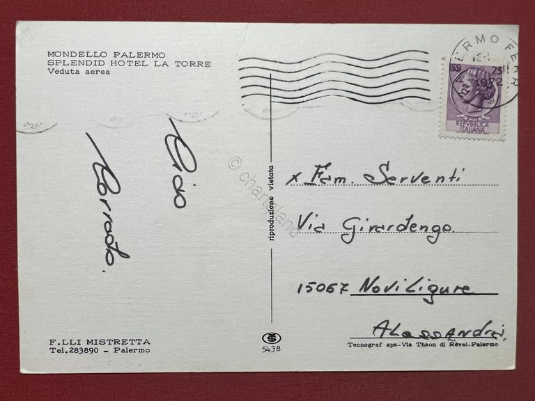 Cartolina - Mondello ( Palermo ) - Splendid Hotel La …