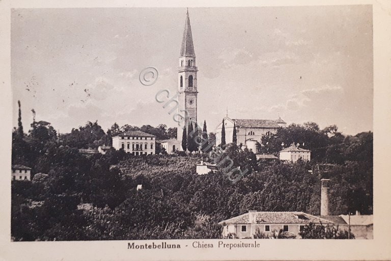 Cartolina - Montebelluna - Chiesa Prepositurale - 1947