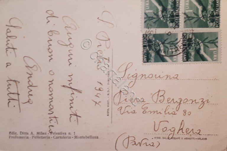 Cartolina - Montebelluna - Chiesa Prepositurale - 1947