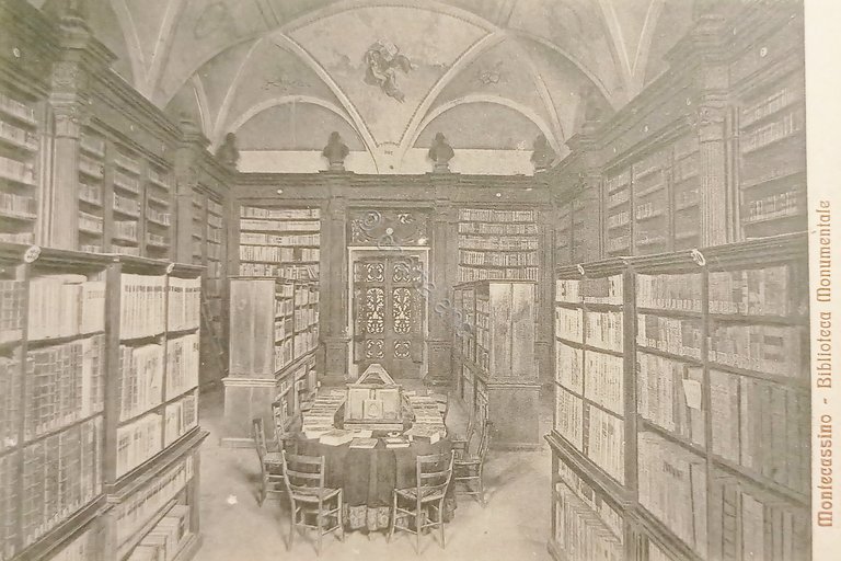 Cartolina - Montecassino - Biblioteca Monumentale - 1920 ca.