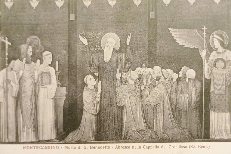 Cartolina - Montecassino - Morte di S. Benedetto - Affresco …