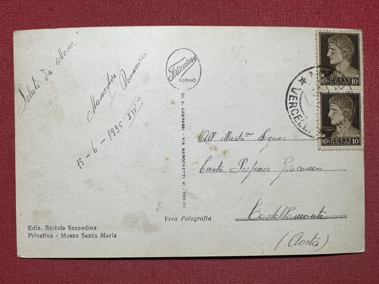 Cartolina - Mosso S. Maria ( Biella ) - Piazza …