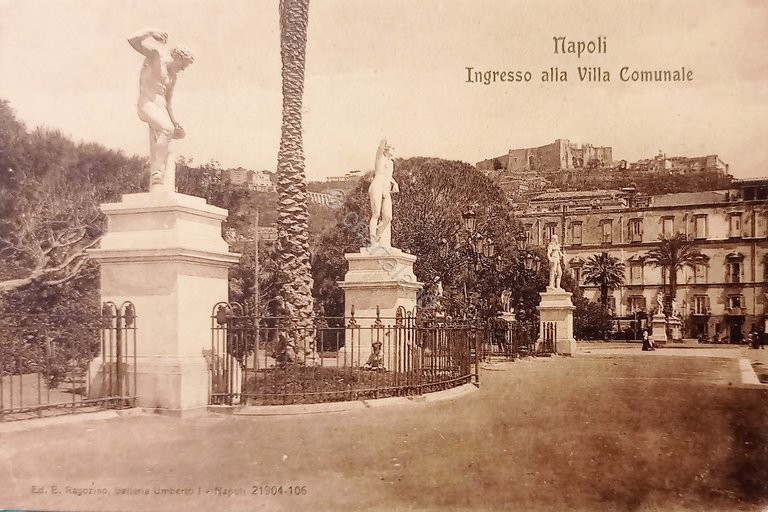 Cartolina - Napoli - Ingresso alla Villa Comunale - 1906 | Immagine Gallery 3