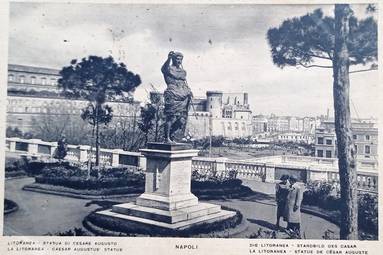 Cartolina - Napoli - Litoranea - Statua di Cesare Augusto …