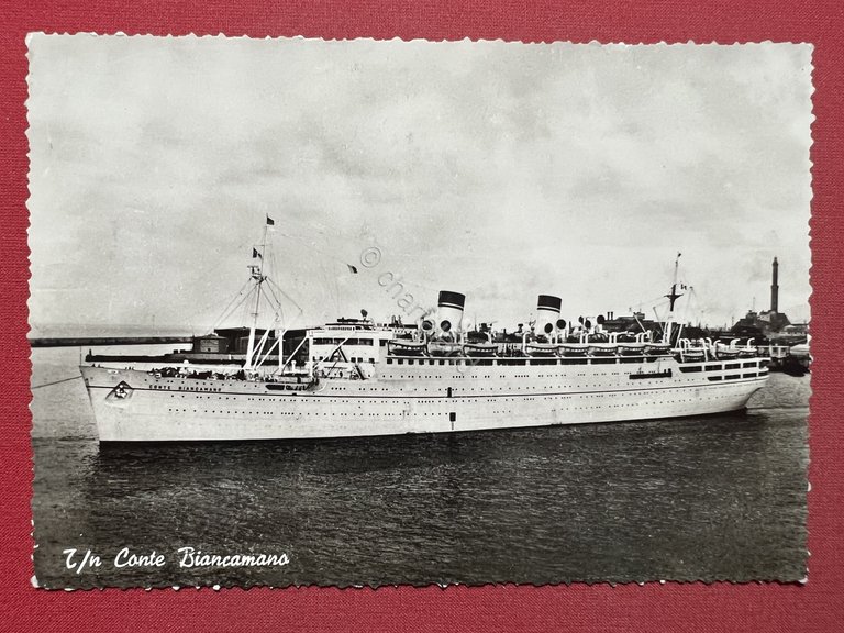 Cartolina - Navi - Transatlantico Conte Biancamano - 1950 ca.