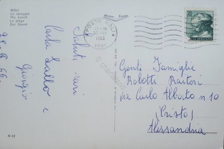 Cartolina - Noli - La Spiaggia - 1966