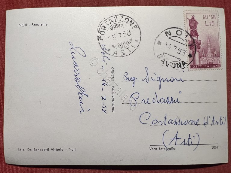 Cartolina - Noli ( Savona ) - Panorama - 1958