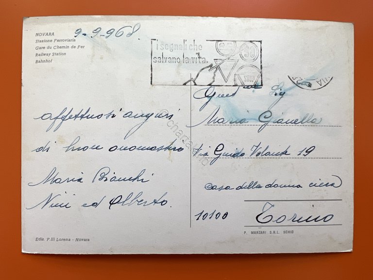 Cartolina - Novara - Stazione Ferroviaria - 1968