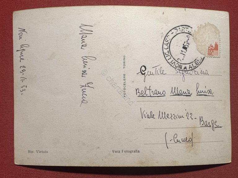 Cartolina - Novi Ligure - Viale Garibaldi - 1953