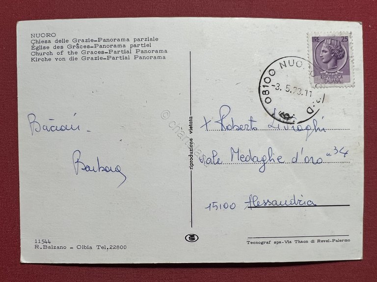Cartolina - Nuoro - Chiesa delle Grazie - Panorama Parziale …