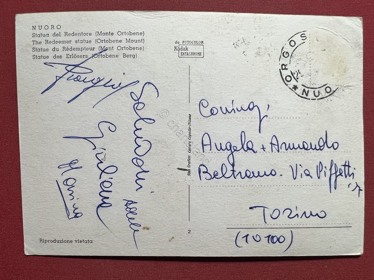 Cartolina - Nuoro - Statua del Redentore ( Monte Ortobene …