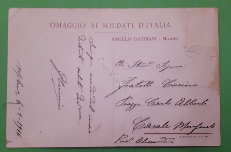Cartolina - Omaggio ai soldati d'Italia - Angelo Gabbiani - …