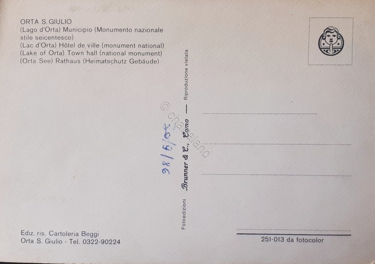 Cartolina - Orta S. Giulio - Lago d'Orta - Municipio …