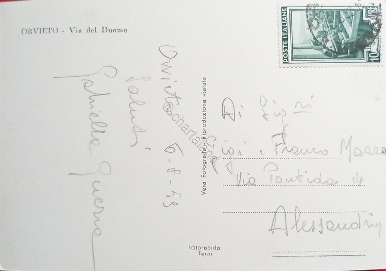 Cartolina - Orvieto - Via del Duomo - 1959