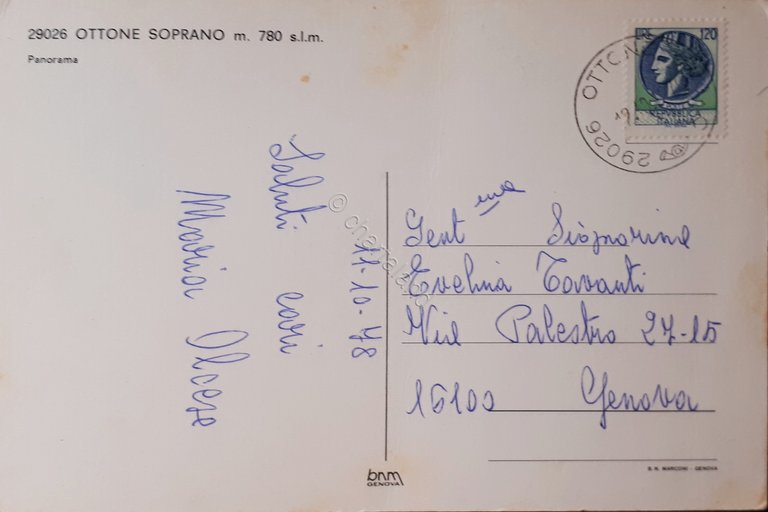 Cartolina - Ottone Soprano - Panorama - 1978