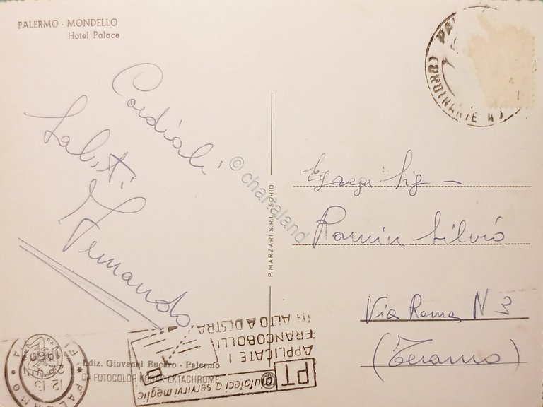 Cartolina - Palermo - Mondello - Hotel Palace - 1960