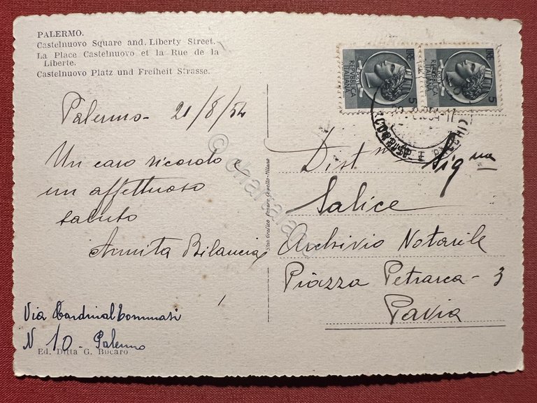 Cartolina - Palermo - Piazza Castelnuovo e Via Libertà - …