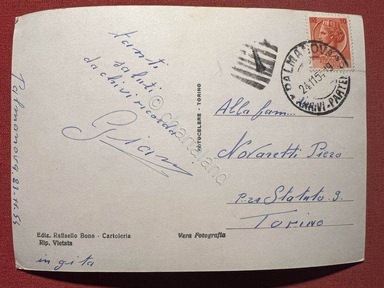 Cartolina - Palmanova - Porta Udine - Acquedotto - 1954