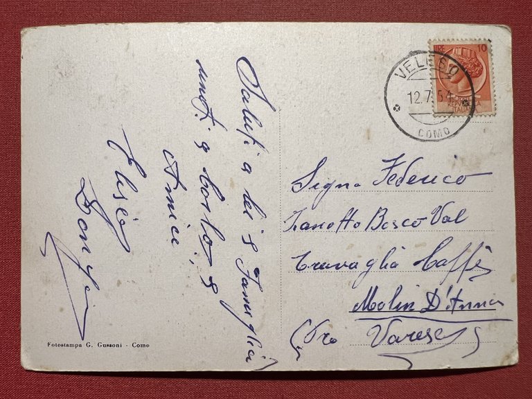 Cartolina - Panorama di Erno ( Como ) - 1954