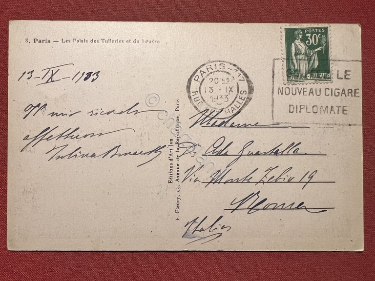 Cartolina - Paris - Les Palais des Tuileries et du …