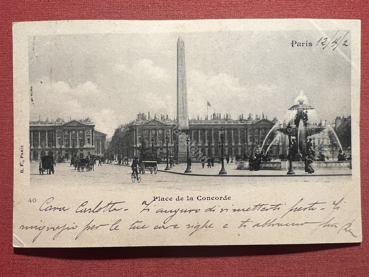 Cartolina - Paris - Place de la Concorde - 1902