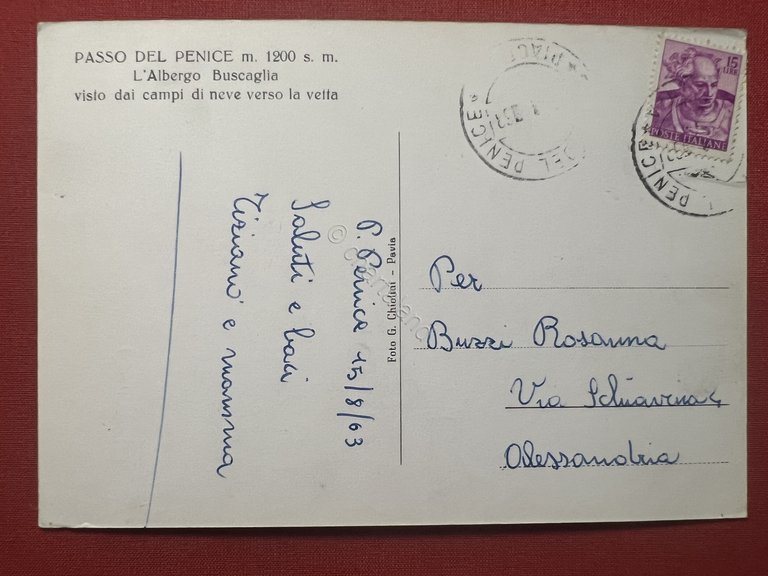 Cartolina - Passo del Penice - L'Albergo Buscaglia - 1963