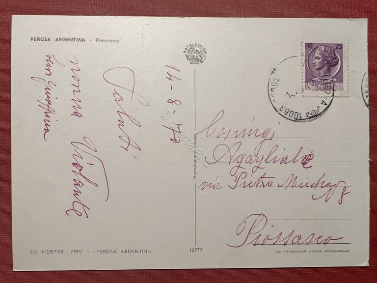 Cartolina - Perosa Argentina ( Torino ) - Panorama - …