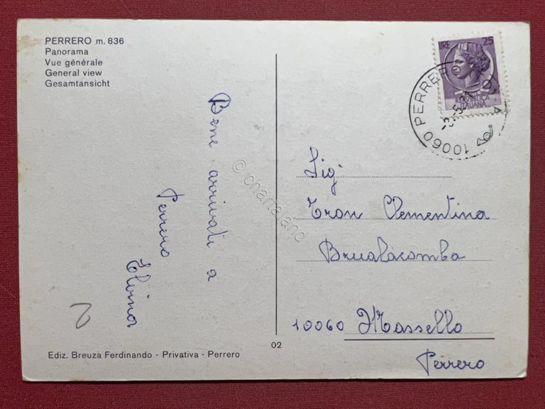 Cartolina - Perrero ( Torino ) - Panorama - 1971