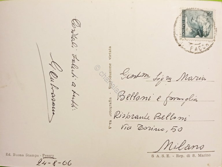 Cartolina - Pesaro - Spiaggia con Zona Alberghiera - 1966