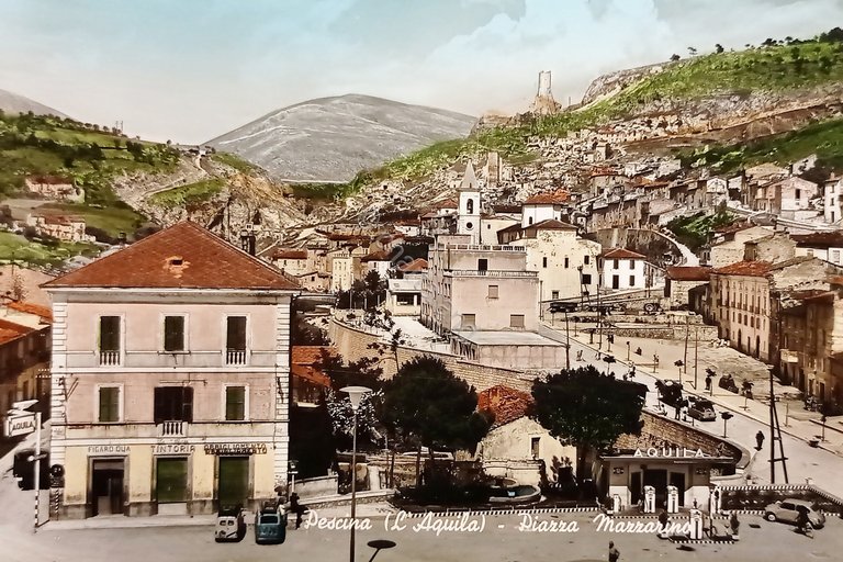Cartolina - Pescina ( L'Aquila ) - Piazza Mazzarino - …