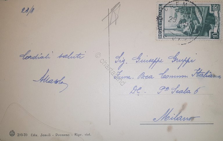 Cartolina - Pian di Sole di Premeno - 1952