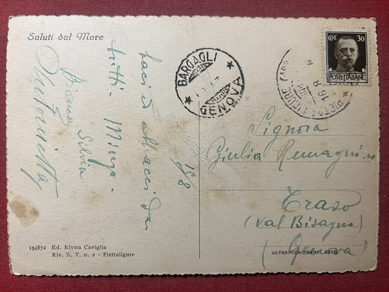 Cartolina - Pietra Ligure ( Savona ) - Pensione Iolanda …