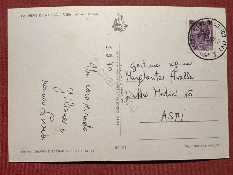 Cartolina - Pieve di Soligo ( Treviso ) - Villa …