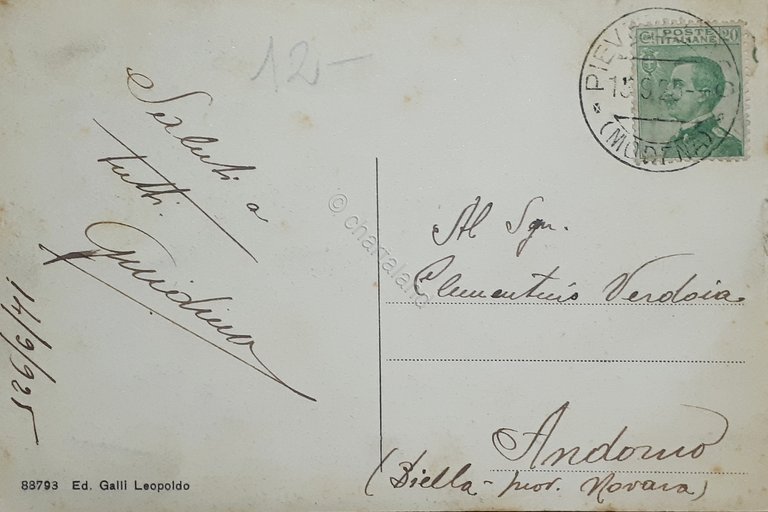 Cartolina - Pievepelago - Panorama - 1925