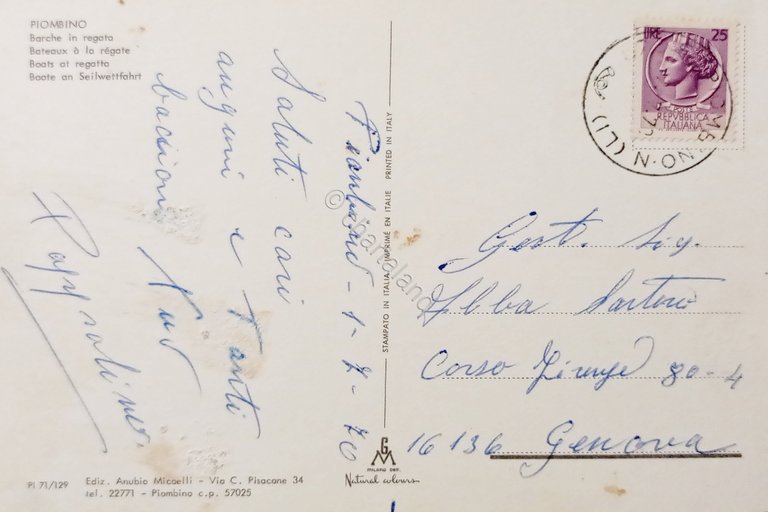 Cartolina - Piombino - Barche in Regata - 1970
