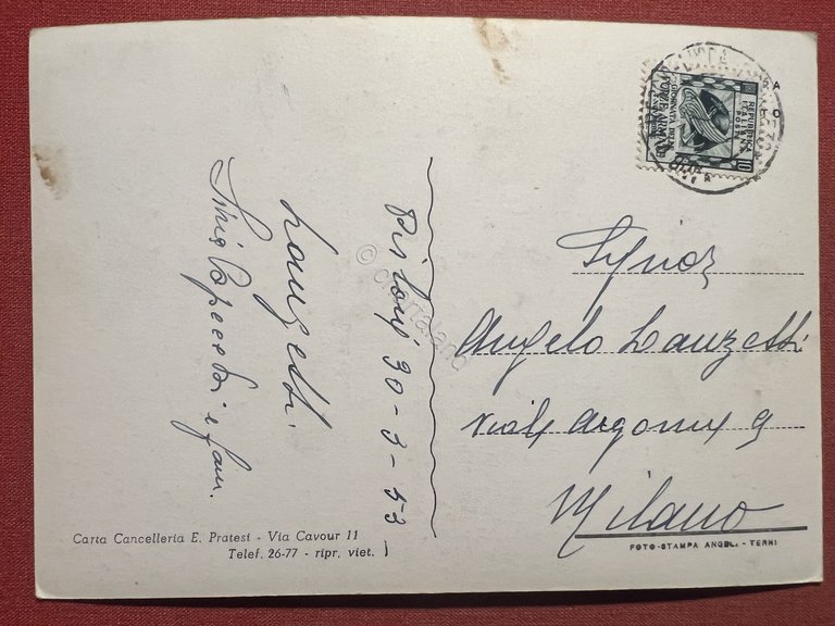 Cartolina - Pistoia - Palazzo Comunale - 1953