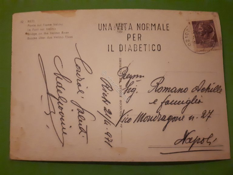 Cartolina - Ponte sul Fiume Velino - 1971