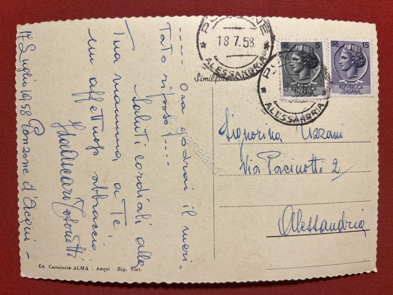 Cartolina - Ponzone ( Alessandria) - Panorama - 1958