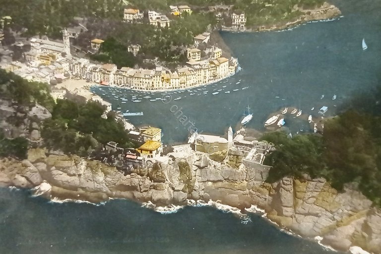 Cartolina - Portofino - Panorama dall'aereo - 1955