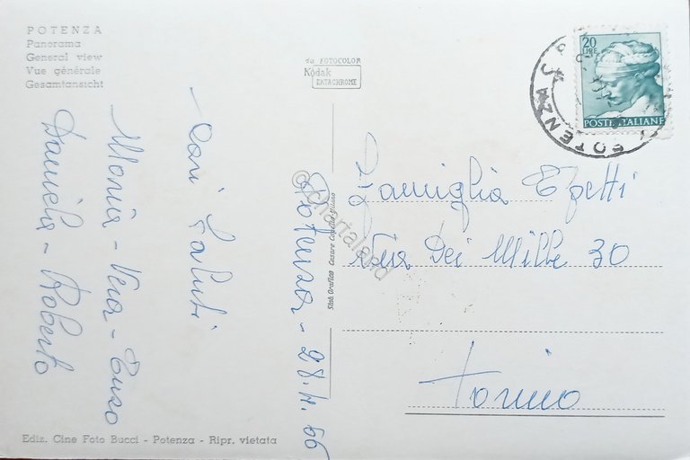 Cartolina - Potenza - Panorama - 1966