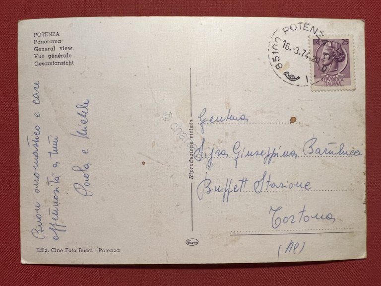 Cartolina - Potenza - Panorama - 1974