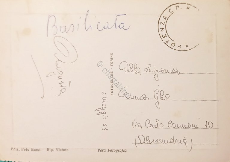 Cartolina - Potenza - Piazza XVIII Agosto - 1953